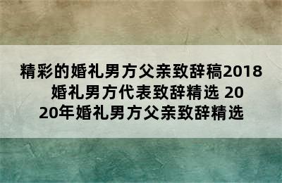 精彩的婚礼男方父亲致辞稿2018   婚礼男方代表致辞精选 2020年婚礼男方父亲致辞精选